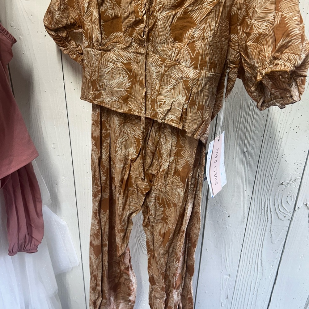 Sweet Rain Tan and Ivory two- piece Ensemble